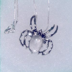 Gothic Quartz Crystal Spider Silver 30” Neck…